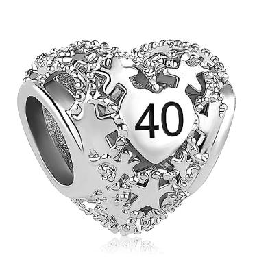 Imagem de MiiFort Pingente de coração brilhante de 40 corações de amor serve para pulseiras Pandora Moments Jewelry Gift for Friend Grandma Grandmother Mother Wife