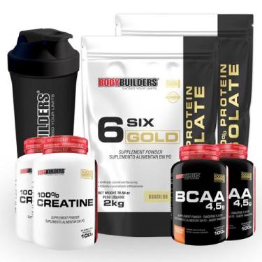 Imagem de KIT 2x 6 Six Gold 100% Protein Isolate 2kg + 2x Creatina 100g + 2x BCA