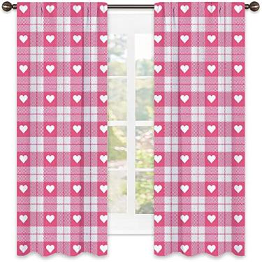 Imagem de Cortinas blecaute xadrez búfalo para quarto - Cortinas escurecidas com isolamento térmico para sala de estar, L 132 x C 239 cm