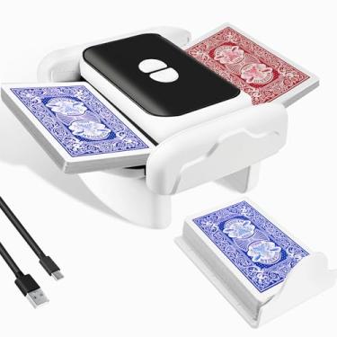 Imagem de GONSIR Baralhador de cartas automático com um clique recarregável para 1-2 baralhos, máquina de embaralhar de baixo ruído e eficiente, embaralhador de cartão elétrico portátil para pôquer, UNO