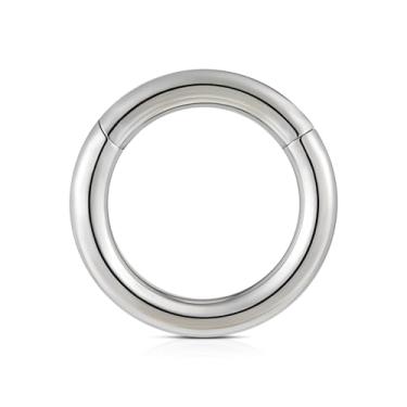 Imagem de FINE4U Argola articulada de calibre grande 6G, 8G, 10G, 10 mm, 12 mm, 14 mm, 16 mm - ASTM F136 de titânio clicker para septo, alongamento do lóbulo, joia de piercing corporal hipoalergênica sem níquel, 1/2"(12mm), Titânio, Sem pedras preciosas