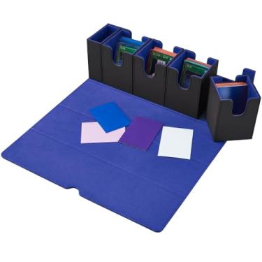 Imagem de FOTEEMO Card Deck Box for MTG, 5 in 1 Commander Deck Box TCG Card Storage Box With Dice Tray Holding 400+ Unsleeved Cards Magic Commander CCG Sports Card Box (Black and Blue)
