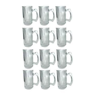 Imagem de Caneca Vidro Grosso Reforçada 380ML Cerveja e Chopp 12UN - PRATICASA, 