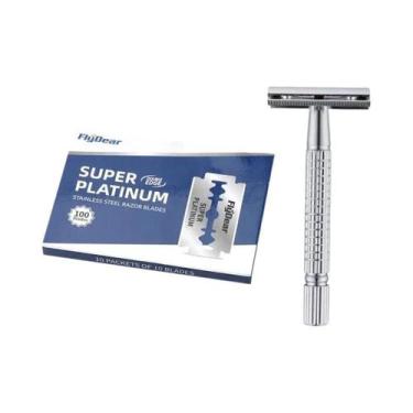 Imagem de Navalha De Barbear Manual De Lâmina Dupla De Aço Inoxidável Masculina,