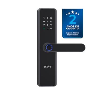 Imagem de Fechadura Digital de Embutir Wi-Fi com Biometria, Elsys, Blues, Preta - Abertura via Biometria, Senha Numérica e Aplicativo