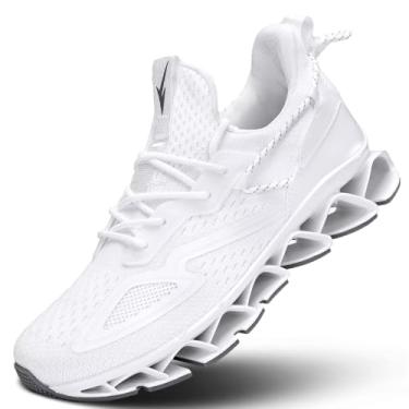 Imagem de Sapato Oxford masculino casual leve com cadarço moderno tênis de caminhada, Todo branco, 41