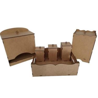 Imagem de Kit Bebê Higiene em MDF - 6 Peças - Arte Magazine