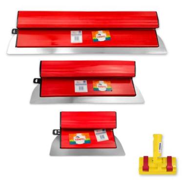 Imagem de Kit Desempenadeira de Aço Flexível Compel Inox 25cm, 40cm e 60cm Com S