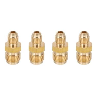 Imagem de PATIKIL Conector flare macho de 1/10.2 cm x 3/20.3 cm, adaptador SAE de latão de 45 graus, acoplador de tubo de união redutor, encaixe de tubulação para refrigeração de linha de gás de ar HVAC