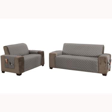 Imagem de Kit 2 Pçs Capa Protetora de Sofá Padrão 2 e 3 Lugares Classic Face Úni