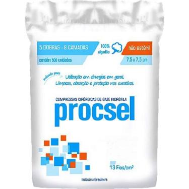 Imagem de Compressa Gaze Hidrófila Procsel 13 fios 7.5X7.5cm - 500 unidades
