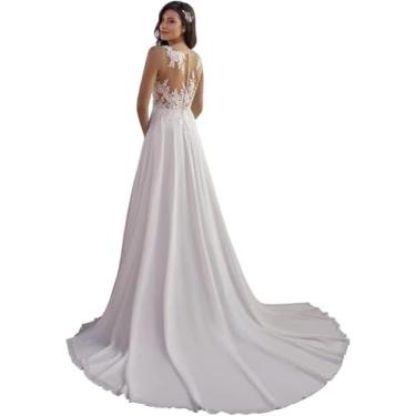 Imagem de Vestido De Noiva Manga Comprida Com Decote Em V Escritório Civil Moda Nupcial Vestidos De Noiva, Ivory 14, 36