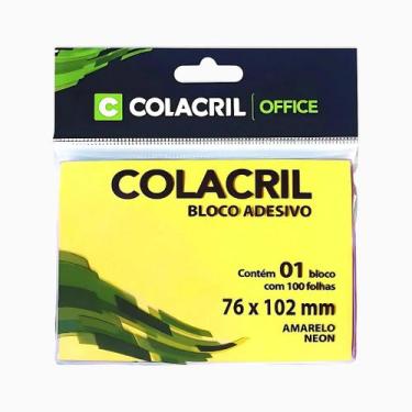 Imagem de Bloco Adesivo Tipo Post-it 76mm x 102mm. 100 Folhas Neon - colacril, S