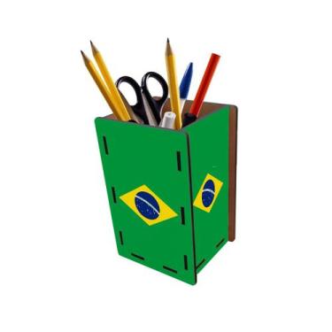 Imagem de Porta Lápis e Canetas Bandeira do Brasil - PoloCat Acessórios