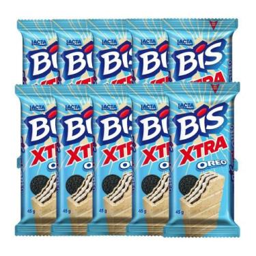 Imagem de Bis Xtra Oreo Lacta Kit Com 10 Unidades De 45G