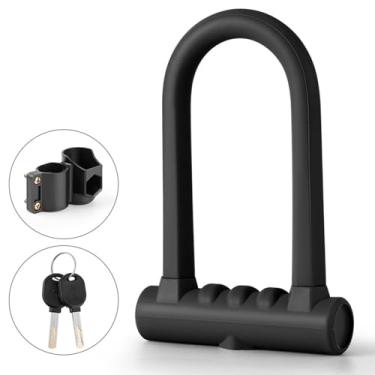 Imagem de Motocicleta U Bloqueio profissional Anti -roubo Anti -roubo Scooter Scooter Lock com revestimento de silicone para motocicletas Bikes Electric Scooters Alloy Steel Construction (Preto)