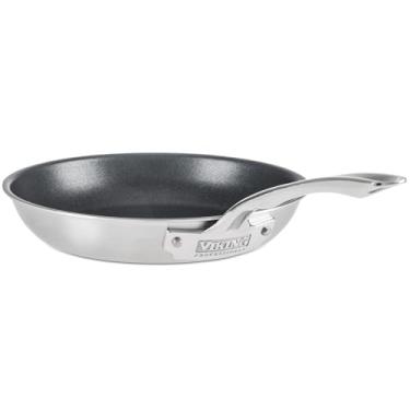 Imagem de Viking Frigideira antiaderente de 5 camadas, frigideira antiaderente de aço inoxidável de 25 cm, 5 litros, acabamento acetinado