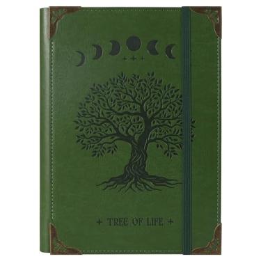 Imagem de TIEFOSSI A5 Pasta de 6 anéis para mulher e homem, diário de couro PU com tampa dura, diários árvore vintage, caderno retificado para a escola, agenda, viagens, trabalho, organizador