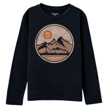 Imagem de Camiseta Hering Preto Infantil Menino Manga Longa Com Estampa-Masculino