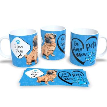 Imagem de Caneca de Porcelana com Estampa de Cachorro Para Alegrar Seu Café (I Love Pug)