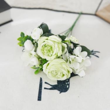 Imagem de Buquê de peônias, flores artificiais, hortênsia, noiva, casamento, decoração para casa, festa, jardim, arranjos ao ar livre (1 peça/verde)