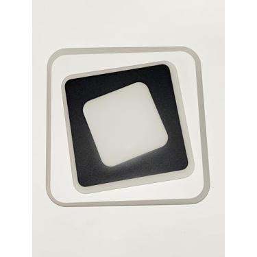 Imagem de Luminária de Led para Teto Plafon Moderno e Minimalista Preto e Branco, Quadrado Torcido 3000K-6000K 60W 30cmx30cm A2032-6