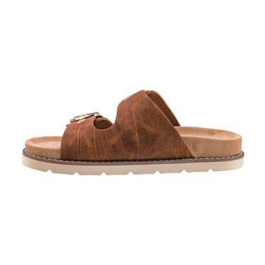 Imagem de Corkys Footwear Sandálias femininas Feelin Saucy com fivela dupla – com duas tiras com fivelas ajustáveis, uma sola saliente e palmilhas macias e acolchoadas para usar o dia todo, Ferrugem, 37