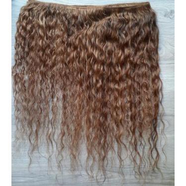 Imagem de Tela para mega hair Cabelo Humano Cacheado loiro mel 65cm - Universo c