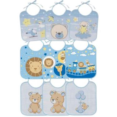 Imagem de Kit 6 Babador Bebê Impermeável Felpudo Incomfral Masculino - Dugu