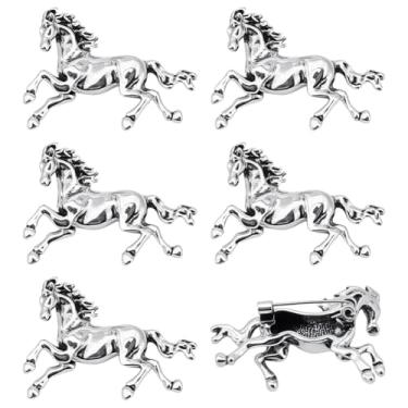 Imagem de PH PandaHall 6 peças broche de lapela de cavalo galopante broche de cavalaria broche de cavalo de corrida broches equestres estilo tibetano pinos de animais para homens mulheres joias presentes