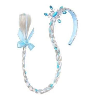 Imagem de Tiara Trança Cabelo Frozen Princesa Elsa Arquinho Gelo Azul - Baby Plu