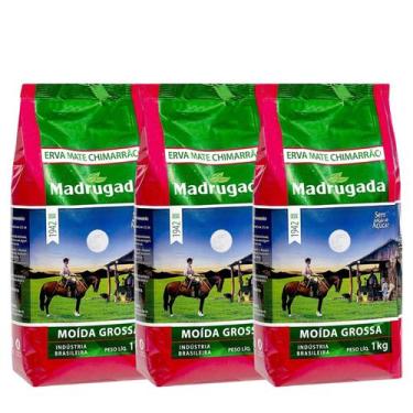 Imagem de Kit 3 Erva Mate Moída Grossa Madrugada 1Kg Gaúcho Chimarrão