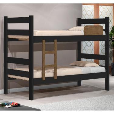 Imagem de Beliche em MDF Prisma Plus JeA Móveis - JA Moveis, Preto/Jequitiba