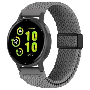 Imagem de EverAct Pulseira trançada magnética de 20 mm compatível com Garmin Vivoactive 5/Vivoactive 6/3/3 Music, pulseira esportiva de nylon elástico ajustável para Venu Sq 2/Venu 2 Plus e Forerunner 55/165