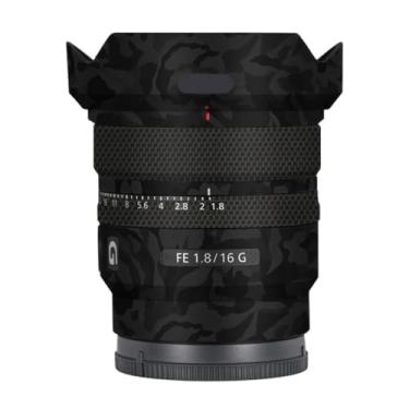 Imagem de Adesivo de lente de câmera antiarranhões para Sony FE 16 mm F1.8 G Capa protetora de película protetora 16 F 1.8 (Shadow Camo Black)