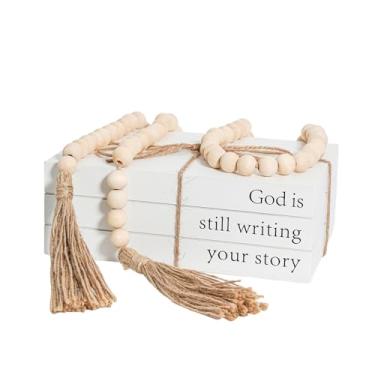 Imagem de RUIRUICO Livros decorativos para decoração de casa, livros falsos de madeira para decoração, decoração de livros de fazenda (Deus ainda está escrevendo sua história)