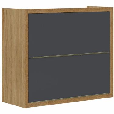 Imagem de Armário de Cozinha Aéreo Duplo Aramóveis Paola com 2 portas e largura de 80 cm carvalho Grafite