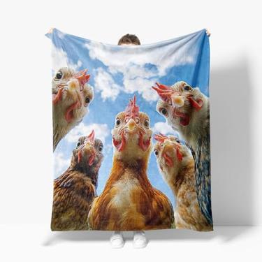 Imagem de Cobertor de galo divertido animal de fazenda decoração quente cobertor de flanela macio fazenda país frango presentes para crianças meninos meninas homens mulheres 101,6 cm x 127 cm