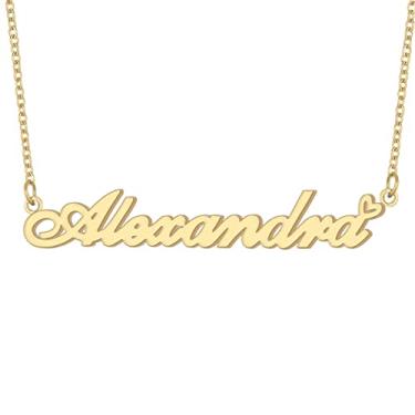 Imagem de Colar com nome personalizado, banhado a ouro 18 quilates, pingente de coração de amor fofo para mulheres e meninas, Metal, aço inoxidável