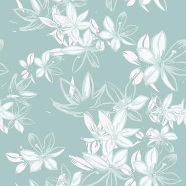 Imagem de Skyblur Papel de parede floral descasque e cole papel de parede floral verde claro branco para quarto, à prova d'água, autoadesivo, folha boho, papel de parede para armários, paredes, estante de