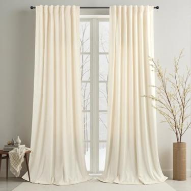 Imagem de Cortinas de veludo bege creme, comprimento personalizado de 250 cm, para quarto de crianças, estética, contemporânea, moderna, fazenda, fofa, chique, cetim texturizado, cortinas com babados para