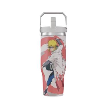 Imagem de Copo Naruto Minato com tampa, copo de água de 850 g, isolado a vácuo, garrafa de água anime, copo de aço inoxidável isolado reutilizável para água, chá gelado ou café