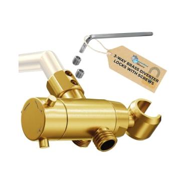 Imagem de HammerHead Showers Válvula de desvio de chuveiro de 3 vias ALL METAL com suporte de cabeça de chuveiro — Divisor universal para conectar varinha de spray portátil e chuveiro de chuva ao suporte do