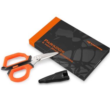 Imagem de KastKing Paradox Tesoura de pesca de 15 cm para linha de pesca trançada, cortadores de linha de pesca com lâminas de aço inoxidável e alça de borracha antiderrapante, bainha protetora com apontador de