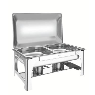 Imagem de Rechaud Tramontina Retangular em Aço Inox 8,4 L Tampa Removível com Fogareiro Cuba GN 1/2 61040220