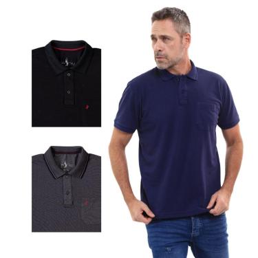 Imagem de Kit 3 Camisa Polo Masculina Pique Premium com Bolso Casual-Masculino
