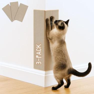 Imagem de Tapete arranhador para gatos (pacote com 3), arranhador de canto de parede para gatos de 50 x 29 cm, substituição autoadesiva versátil, fácil de usar para móveis de parede de árvores de gato, postes