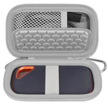 Imagem de Capa rígida compatível com SSD externo portátil SanDisk Extreme PRO 500GB 1TB 2TB 4TB. Suporte de viagem para unidade de estado sólido Crucial X8 (apenas caixa) - cinza