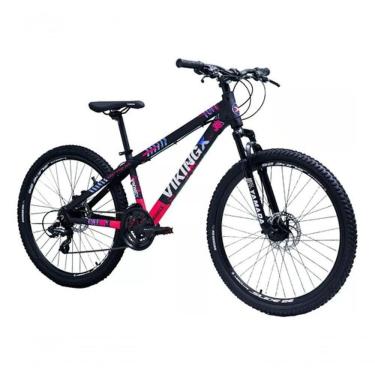 Imagem de Bicicleta Vikingx Tuff 30 Aro 26 21v Shimano Freio A Disco Suspensão Dianteira Alumínio Preto/rosa 13