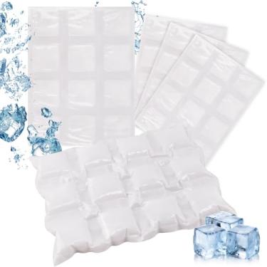 Imagem de 20 pacotes de folhas de gelo para refrigeradores, pacote de gelo seco reutilizável para lancheira, pacotes flexíveis para freezer, lençóis frios de cubos de gelo para acampamento, praia, bebidas